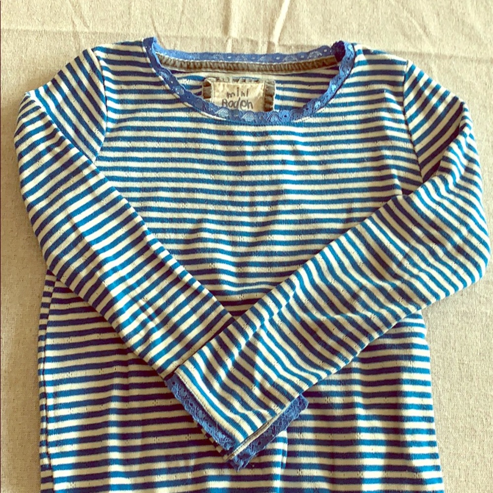 Mini Biden pointelle blue & white stripe